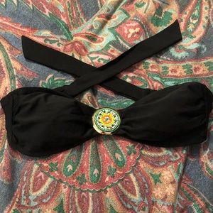 Black bandeau swim top